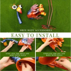 Sintuff 2 Pcs Metal Garden Bird Statue Outdoor Metal Yard Art Standing Bird Garden Statues Outdoor Garden Sculpture Colorful Garden Art Birds For Christmas Garden Patio Yard Porch Lawn Decoration -Xmas Mart Sales 81CTLufOHxL. AC SL1500