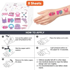 GENERIC 8 Sheets (96PCS) Y2K 2000 Temporary Tattoos For Teen Girls, Birthday Party Decorations Supplies Party Favors 00s Pink Cute Gifts Classroom School Prizes Themed Christmas -Xmas Mart Sales 81DEQ69c5RL. SL1500