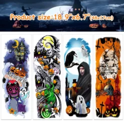 Halloween Full Arm Glow Temporary Tattoos, Nightmare Before Christmas Pumpkin Lantern Tumbler Luminous Tattoo Stickers For Men Women Makeup, 4-Sheet -Xmas Mart Sales 81DiaWLqEuL. SL1500