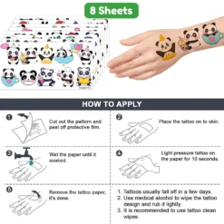 GENERIC Adorable Panda Temporary Tattoos: 8 Sheets, 80PCS, Perfect For Birthday Parties, Decorations, And Gifts For Kids - Cute Stickers For Girls And Boys, Classroom Prizes, Themed Christmas Fun 15 GENERIC Adorable Panda Temporary Tattoos: 8 Sheets, 80PCS, Perfect For Birthday Parties, Decorations, And Gifts For Kids - Cute Stickers For Girls And Boys, Classroom Prizes, Themed Christmas Fun -Xmas Mart Sales 81EofPLieqL. SL1500