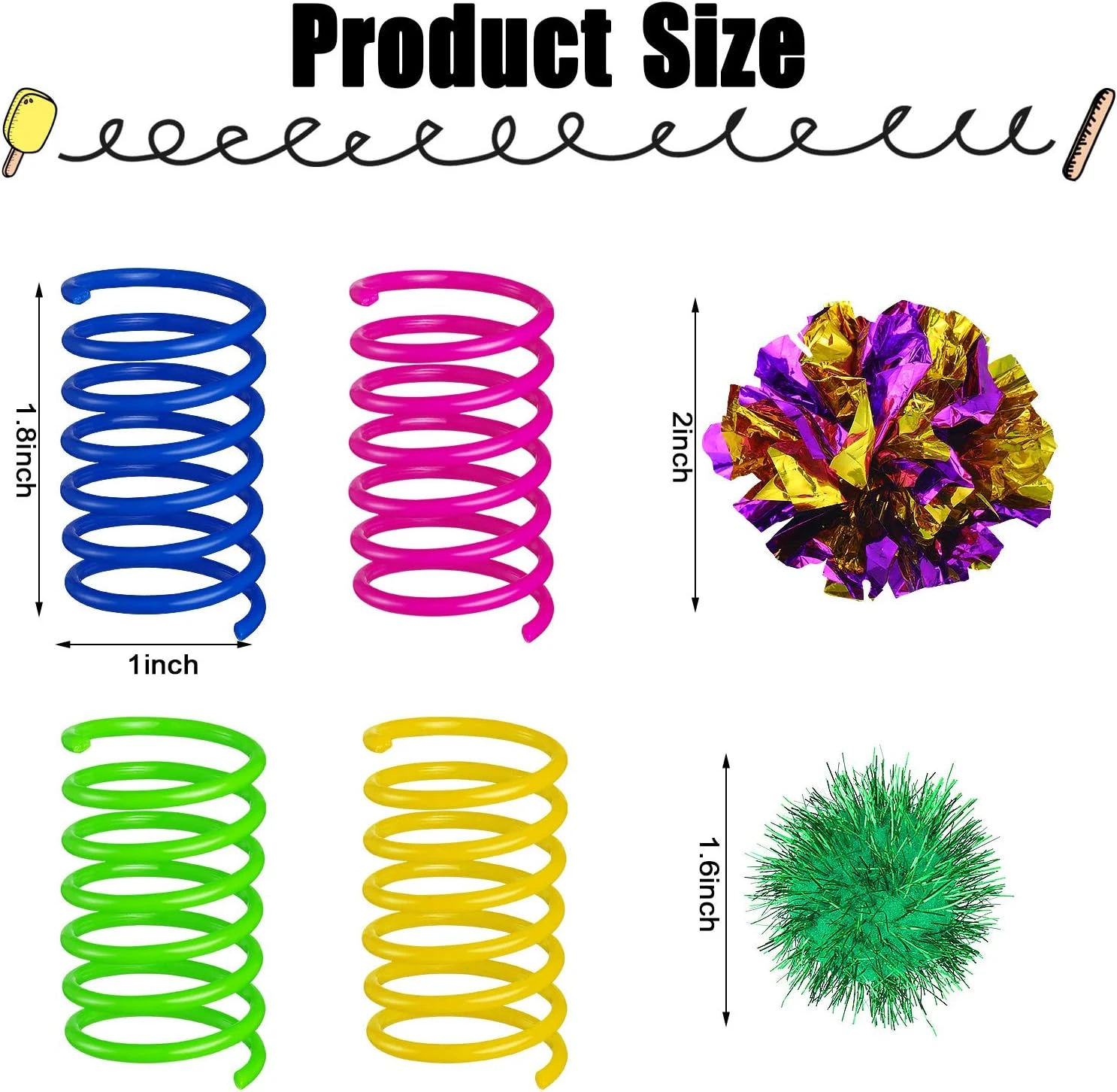 36 Pieces Cat Spiral Spring Christmas Toys Assorted Color Glitter Balls Sparkle Small Pom Pom Balls Colorful Kitten Crinkle Toys Cat Balls With Rustle Sound For Cats Kittens Playing Interacting 4 36 Pieces Cat Spiral Spring Christmas Toys Assorted Color Glitter Balls Sparkle Small Pom Pom Balls Colorful Kitten Crinkle Toys Cat Balls With Rustle Sound For Cats Kittens Playing Interacting - Image 2