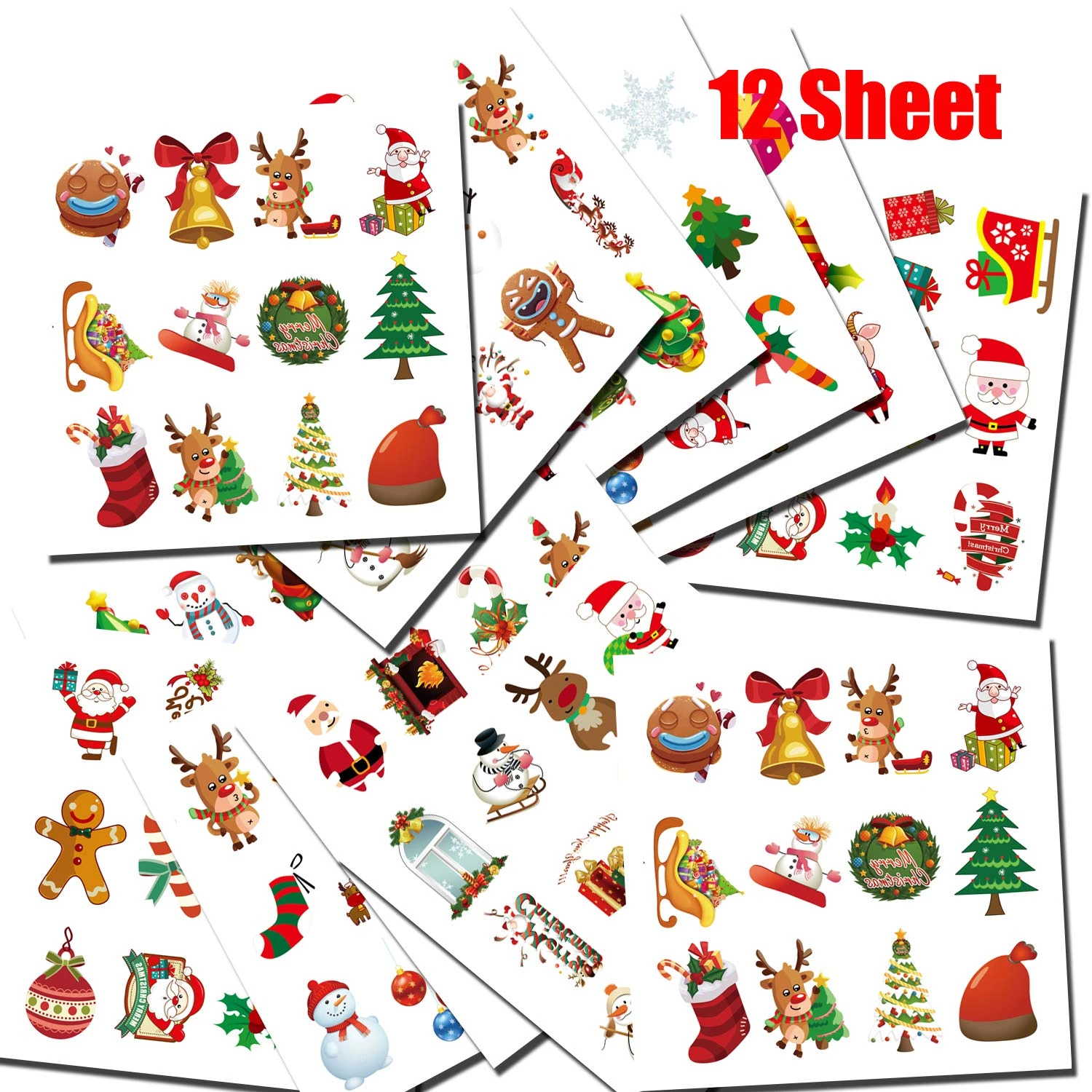 144 PCS Assorted Christmas Temporary Tattoos, Waterproof Body Face Stickers Birthday Stocking Stuffed Xmas Gifts Party Favors For Adults Kids, 72 Patterns 4 144 PCS Assorted Christmas Temporary Tattoos, Waterproof Body Face Stickers Birthday Stocking Stuffed Xmas Gifts Party Favors For Adults Kids, 72 Patterns - Image 2