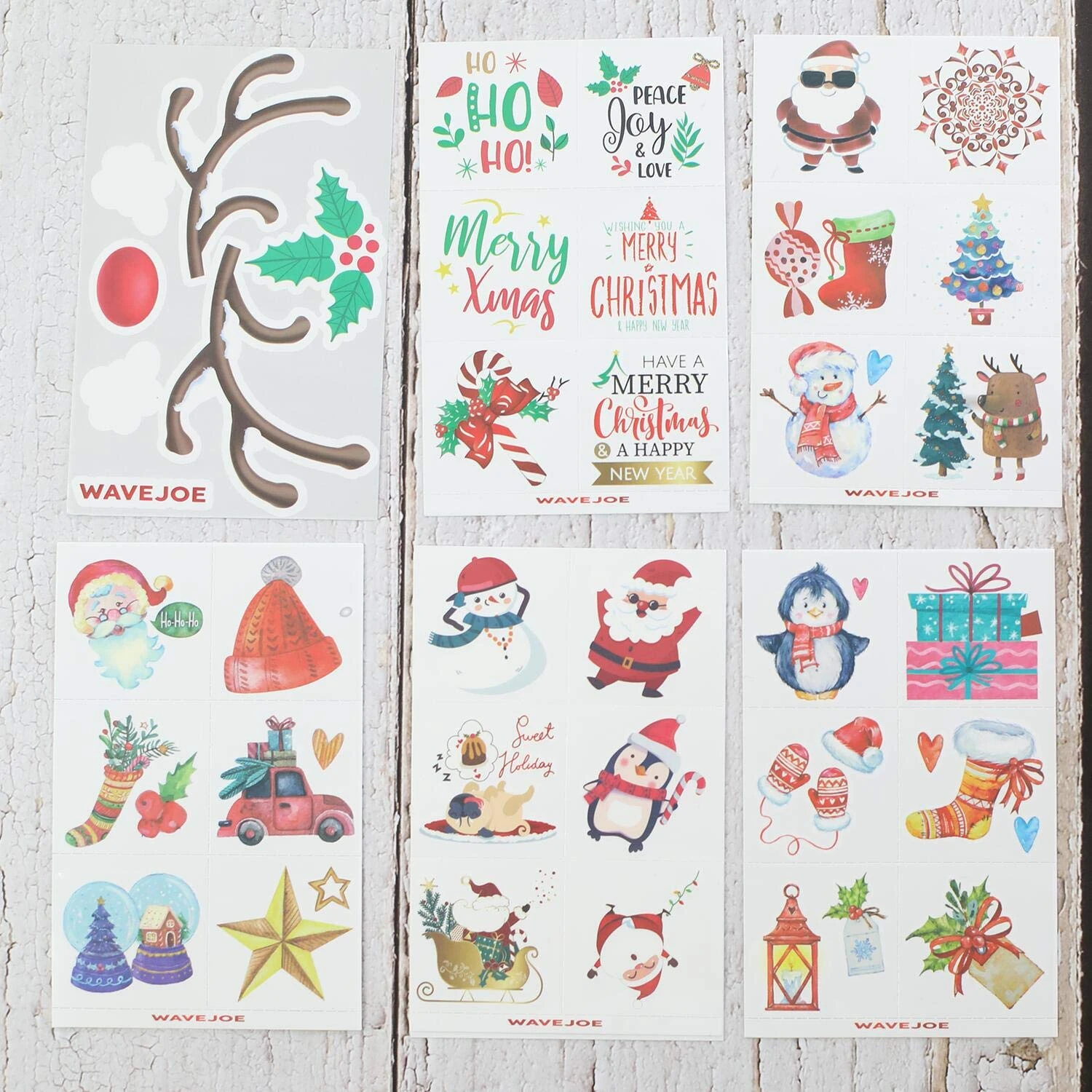 WAVEJOE 185+PCS Christmas Temporary Tattoos For Kids Stocking Stuffers, Watercolor Style Xmas Holiday Decals Goodie Gift Party Favors 9 WAVEJOE 185+PCS Christmas Temporary Tattoos For Kids Stocking Stuffers, Watercolor Style Xmas Holiday Decals Goodie Gift Party Favors - Image 7