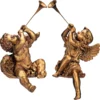 Design Toscano Christmas Decorations-Trumpeting Boy And Girl Of St. Peters Square-Holiday Angel Statue, Set Of 2, Gold, 2 Count