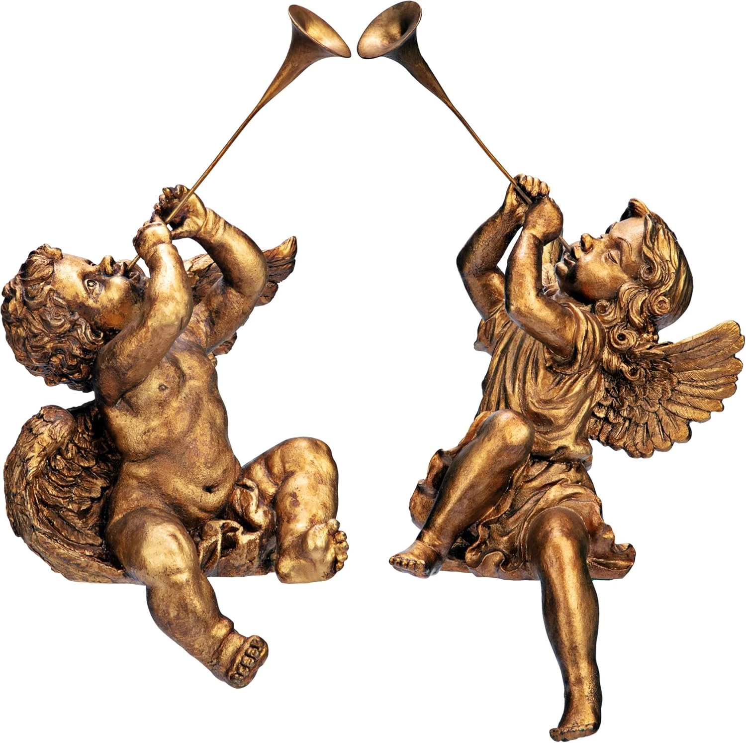 Design Toscano Christmas Decorations-Trumpeting Boy And Girl Of St. Peters Square-Holiday Angel Statue, Set Of 2, Gold, 2 Count 3 Design Toscano Christmas Decorations-Trumpeting Boy And Girl Of St. Peters Square-Holiday Angel Statue, Set Of 2, Gold, 2 Count