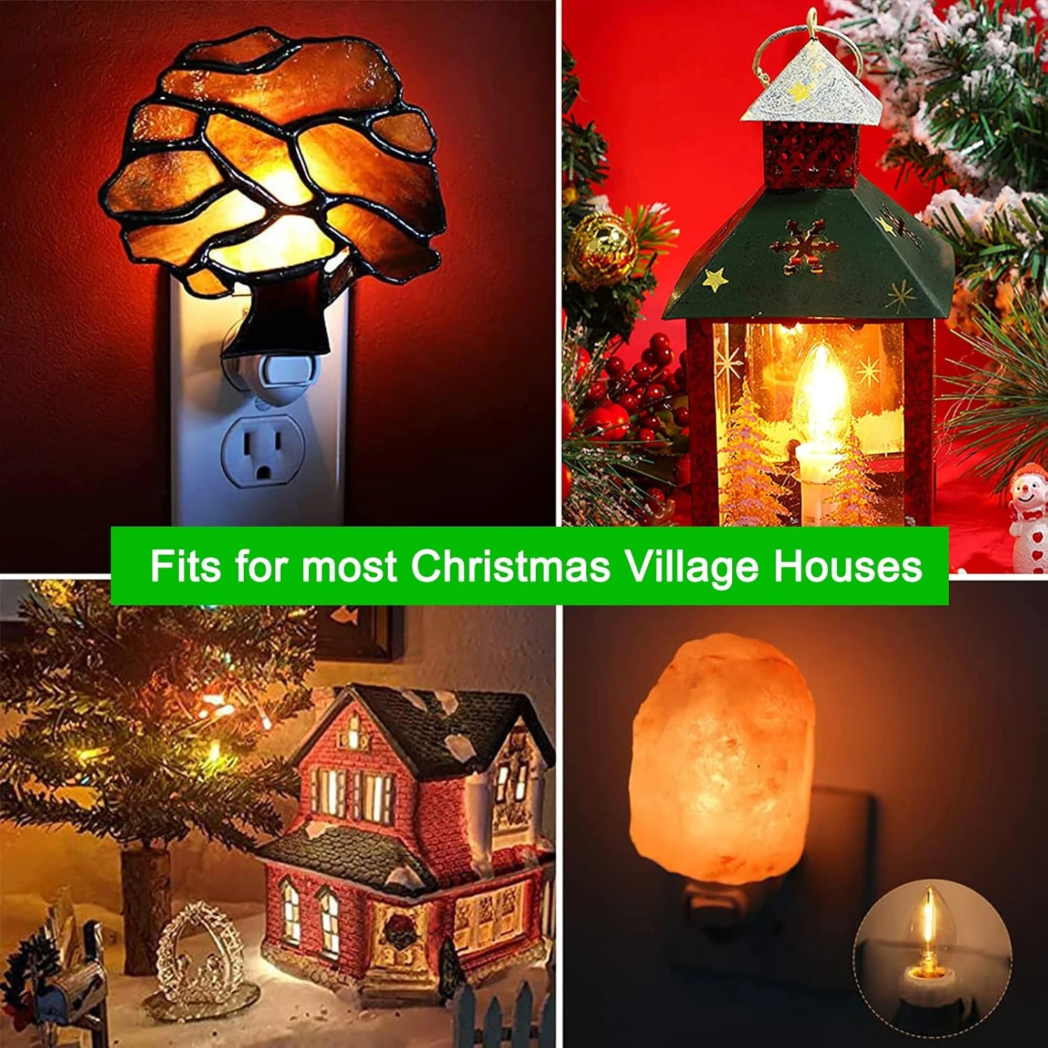 6Ft C7 Indoor Patio String Lights With C7 Candle Light Bulb Christmas Village Accessories 5W Cord With Light Bulbs ForIndoor/Outdoor Lights For Patio Garden Backyard Bistro Gazebo (2 Pack) 8 6Ft C7 Indoor Patio String Lights With C7 Candle Light Bulb Christmas Village Accessories 5W Cord With Light Bulbs ForIndoor/Outdoor Lights For Patio Garden Backyard Bistro Gazebo (2 Pack) - Image 6