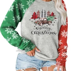 Plus Size Merry Christmas Shirts Women Plaid Snowflake Christmas Sweatshirt Long Sleeve Holiday Baseball Tee Tops -Xmas Mart Sales 81KMiDJ9ukL. AC UL1500