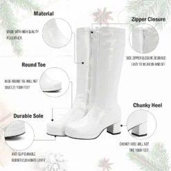 CELNEPHO Women's Fashion Knee High Boots, Round Toe Slim Chunky Mid Heel Platform Costume Mid Calf Go Go Boots For Christmas -Xmas Mart Sales 81KX3b1LGEL. AC UL1500