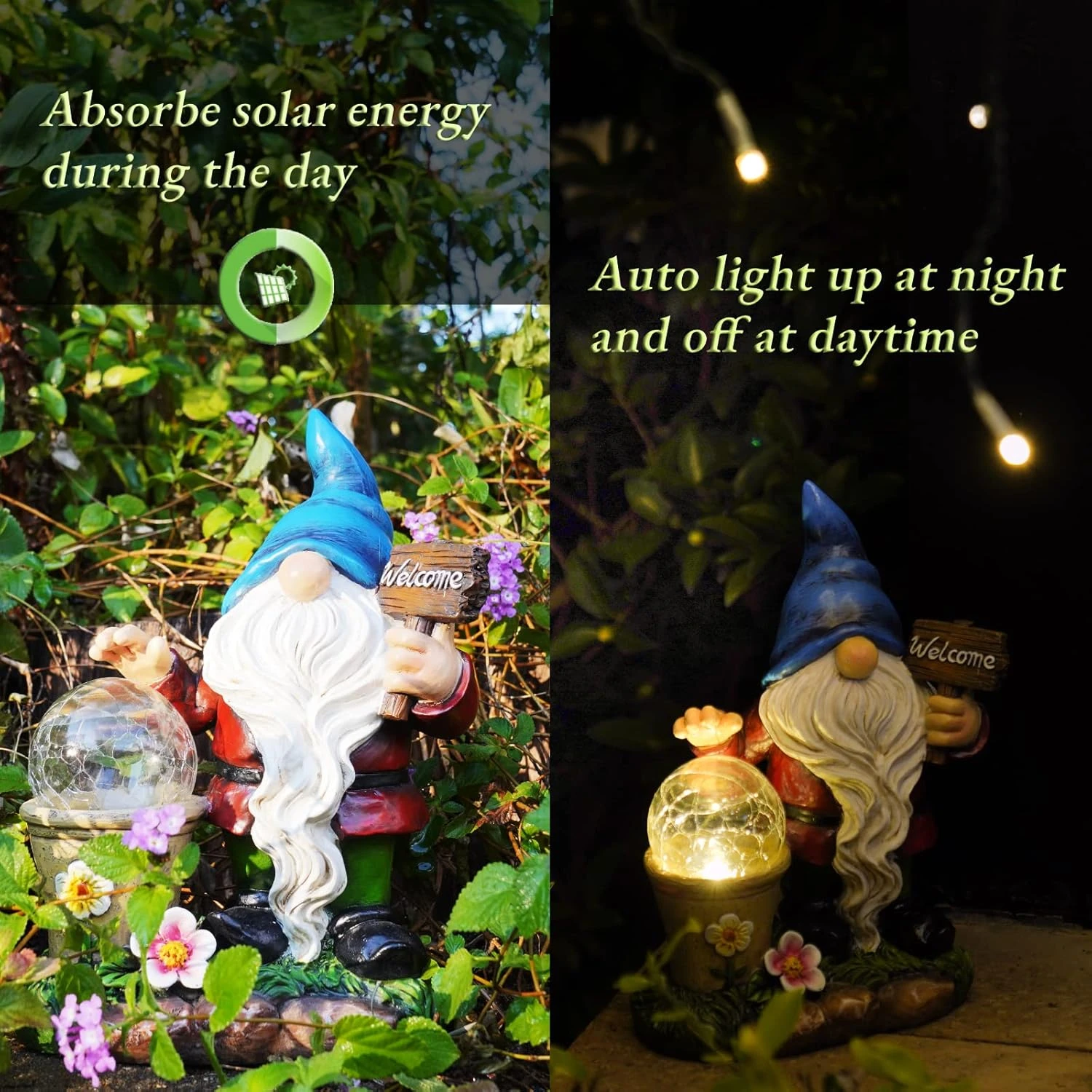 DiliComing Garden Gnomes Outdoor Statues - Gnome Decorations For Home, Christmas Resin Gnome Figurine With Solar Light, Yard Gnome Ornament, For Thanksgiving And Christmas 4 DiliComing Garden Gnomes Outdoor Statues - Gnome Decorations For Home, Christmas Resin Gnome Figurine With Solar Light, Yard Gnome Ornament, For Thanksgiving And Christmas - Image 2