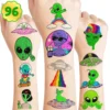 96PCS Cute Alien Temporary Tattoos Themed Birthday Party Decorations Supplies Favors Decor Funny Outer Space Galaxy Stickers Tattoo Gifts For Kids Girls Boys School Prizes Carnival Halloween Christmas -Xmas Mart Sales 81KtF4vKnxL. SL1500