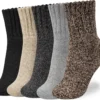 Senker Fashion 5 Pairs Wool Socks For Women, Thick Winter Boot Socks Knit Warm Socks Cozy Crew Socks Christmas Gift