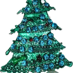 BriLove Women's Rhinestone Beaded Simulated Pearl Christmas Tree Star Trumpet Layers Brooch Pin For Christmas Party