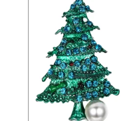 BriLove Women's Rhinestone Beaded Simulated Pearl Christmas Tree Star Trumpet Layers Brooch Pin For Christmas Party -Xmas Mart Sales 81N kr klML. AC UL1500