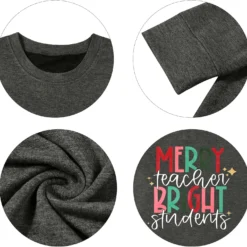 Christmas Teacher Sweatshirt Women Merry Bright Graphic Print Sweatshirt Crewneck Christmas Vacation Shirts -Xmas Mart Sales 81O5XPuvvUL. AC UL1500