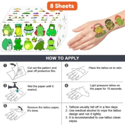 GENERIC 8 Sheets 85PCS Cute Frog Temporary Tattoos Sticker Theme Themed Birthday Party Supplies Favors Decorations Decor Funny Tattoo Stickers Gifts For Kids Girls Boys Class School Rewards Carnival Christmas -Xmas Mart Sales 81O79ZuJLLL. SL1500