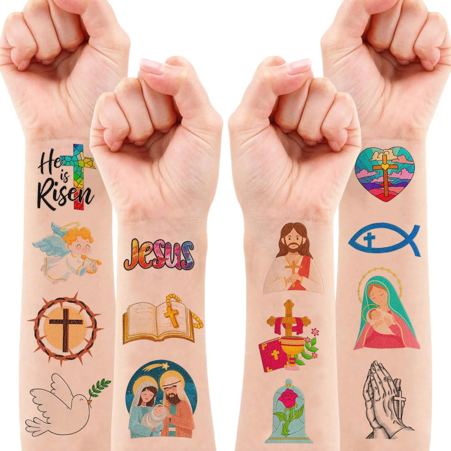 Religious Temporary Tattoos - 81 PCS Jesus Christian Bible Cross Christmas Themed Stickers For Kids Birthday Party Supplies Decorations Favors And Prizes - Cute Gifts For Boys And Girls Ideal School 4 Religious Temporary Tattoos - 81 PCS Jesus Christian Bible Cross Christmas Themed Stickers For Kids Birthday Party Supplies Decorations Favors And Prizes - Cute Gifts For Boys And Girls Ideal School - Image 2