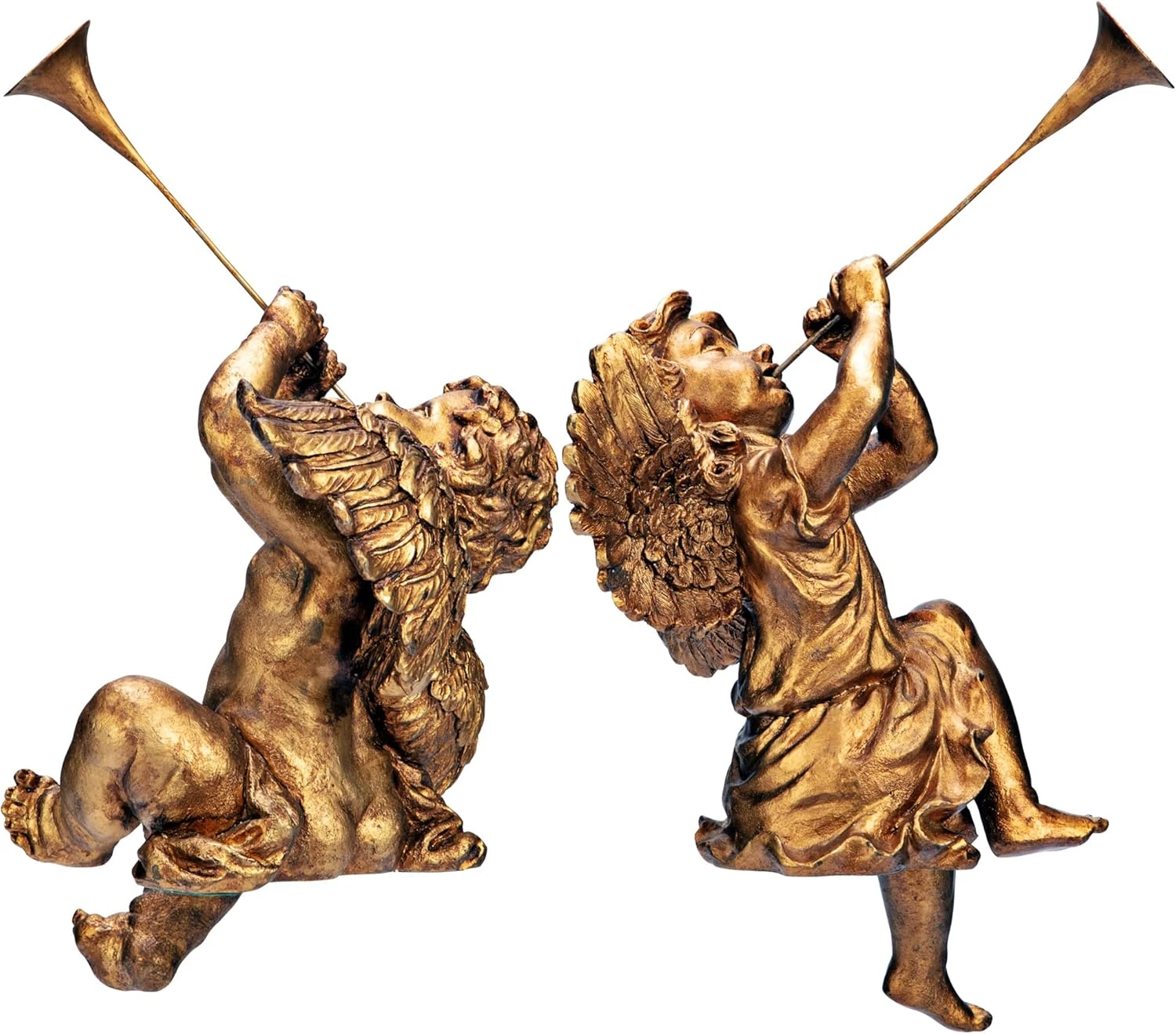 Design Toscano Christmas Decorations-Trumpeting Boy And Girl Of St. Peters Square-Holiday Angel Statue, Set Of 2, Gold, 2 Count 9 Design Toscano Christmas Decorations-Trumpeting Boy And Girl Of St. Peters Square-Holiday Angel Statue, Set Of 2, Gold, 2 Count - Image 7