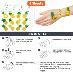 GENERIC Pineapple Temporary Tattoos Gold Pineapple Birthday Party Decorations Supplies Favors Summer Theme Cute Stickers 8 Sheets 96 PCS Gifts For Kids Girls Boys Decor Class School Luau Carnival Christmas -Xmas Mart Sales 81Ow73TavEL. SL1500
