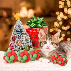 6 Pieces Christmas Cat Toy Balls With Bell, 2 Sizes Soft Fuzzy Cat Ball Toy Colorful Built In Bell Kitten Toy Interactive Cat Toys For Cats And Kittens -Xmas Mart Sales 81P7gznr93L. AC SL1500