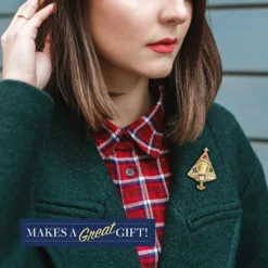 Brooch Irish Half Penny Coin Jewelry- Christmas Tree Pin- Goldtone Bezel-Minted In Ireland Featuring Harp Side -Xmas Mart Sales 81PbWm4T48L. AC UL1500