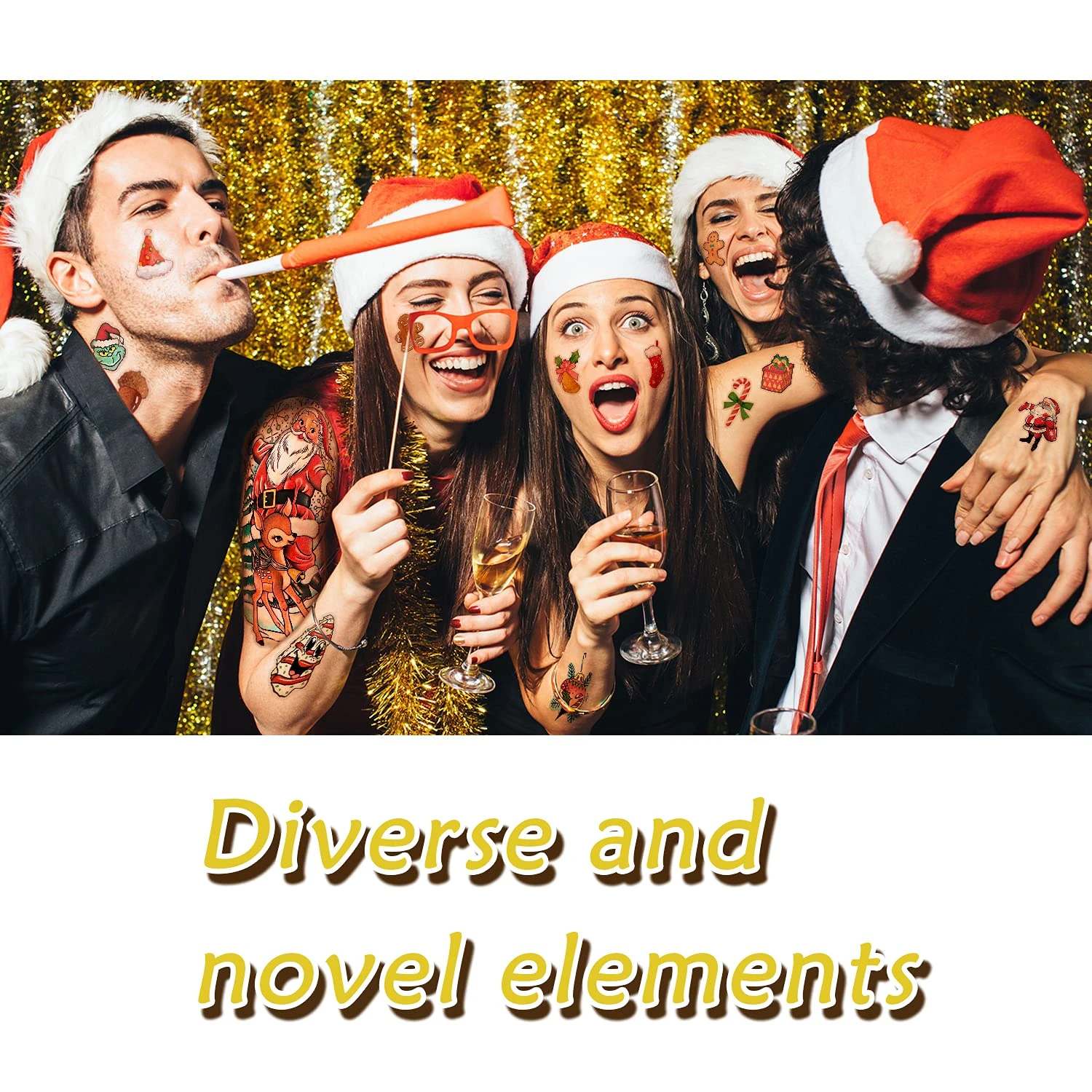 Metuu Novel Christmas Temporary Tattoos,40 Sheets Forearm Face Hand Cute Funny Christmas Tattoos For Men Women Kids, Large Snowman Santa Claus Christmas Tree Glass Ball Reindeer Elk Colorful Realistic Christmas Decoration Waterproof Fake Temp Tattoo Stickers 8 Metuu Novel Christmas Temporary Tattoos,40 Sheets Forearm Face Hand Cute Funny Christmas Tattoos For Men Women Kids, Large Snowman Santa Claus Christmas Tree Glass Ball Reindeer Elk Colorful Realistic Christmas Decoration Waterproof Fake Temp Tattoo Stickers - Image 6