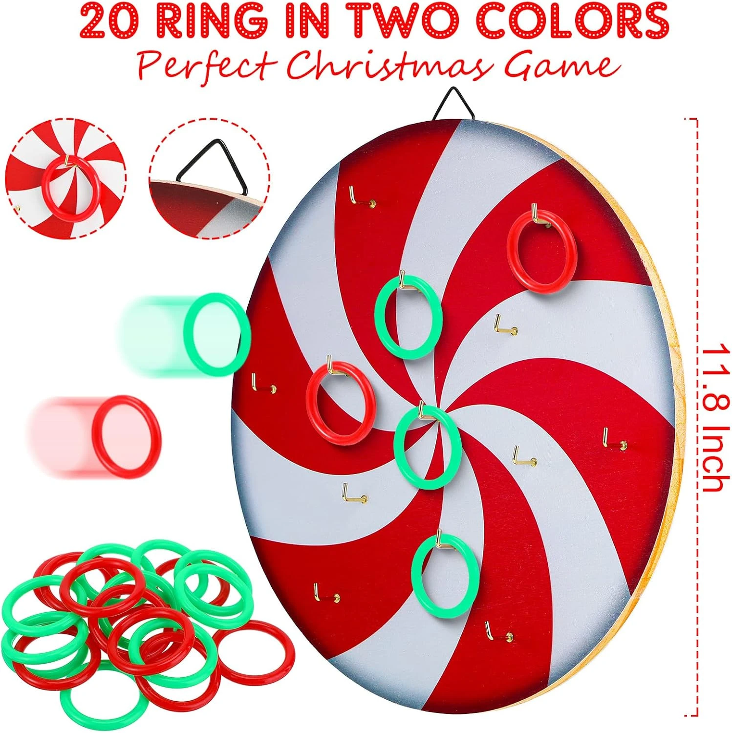 Christmas Ring Toss Games For Kids And Adults, 12 Inches Wooden Candy Ring Toss Game Fun Target Board For Indoor Outdoor Family Classroom Office 4 Christmas Ring Toss Games For Kids And Adults, 12 Inches Wooden Candy Ring Toss Game Fun Target Board For Indoor Outdoor Family Classroom Office - Image 2