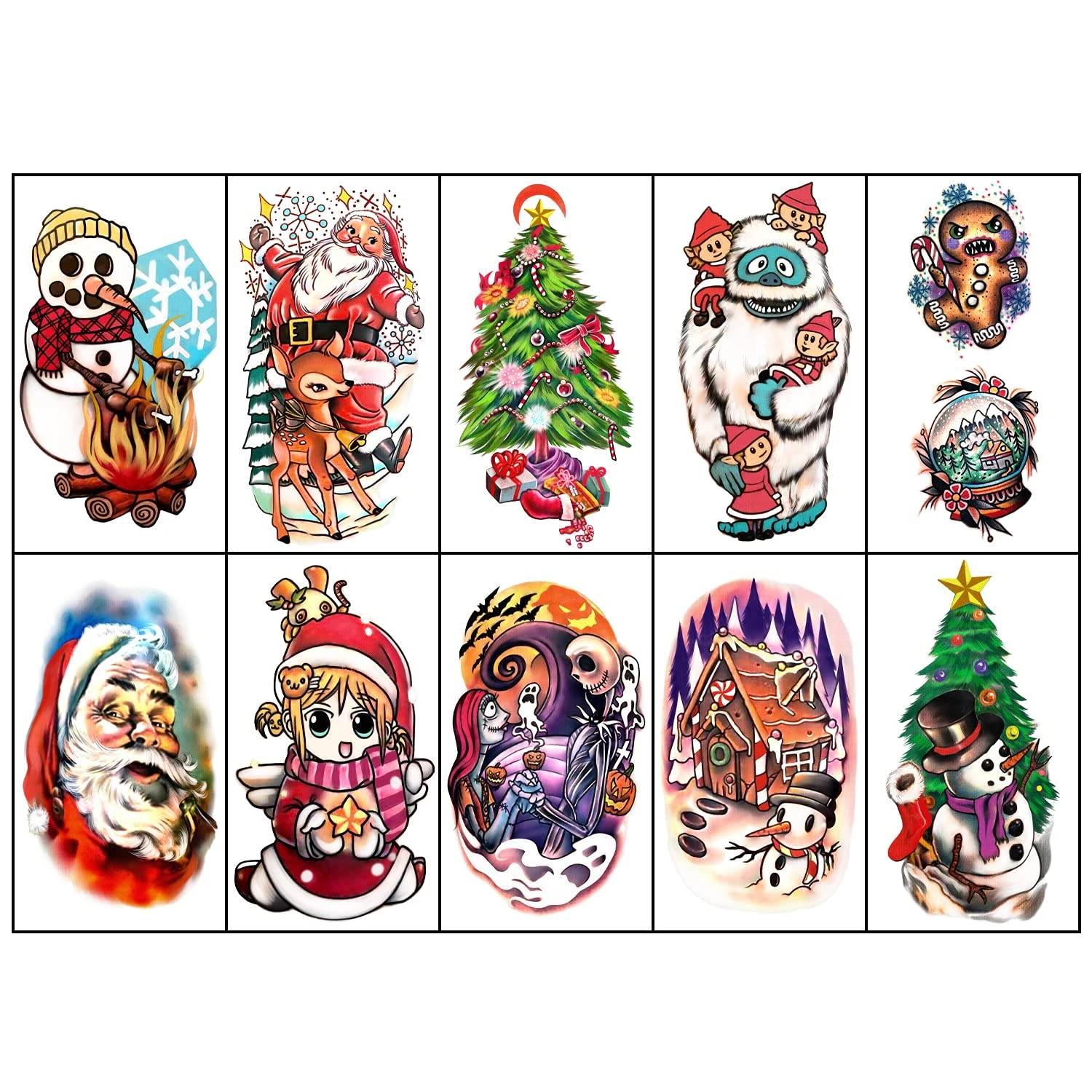 Metuu Novel Christmas Temporary Tattoos,40 Sheets Forearm Face Hand Cute Funny Christmas Tattoos For Men Women Kids, Large Snowman Santa Claus Christmas Tree Glass Ball Reindeer Elk Colorful Realistic Christmas Decoration Waterproof Fake Temp Tattoo Stickers 4 Metuu Novel Christmas Temporary Tattoos,40 Sheets Forearm Face Hand Cute Funny Christmas Tattoos For Men Women Kids, Large Snowman Santa Claus Christmas Tree Glass Ball Reindeer Elk Colorful Realistic Christmas Decoration Waterproof Fake Temp Tattoo Stickers - Image 2