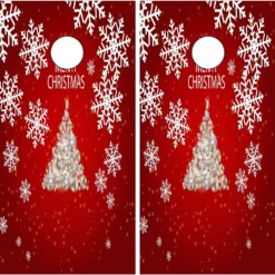 KIOPLYET Abstract Christmas Snow Cornhole Board Skin Wrap Decal For Outdoor Bean Bag Toss Game Vinyl Stickers Skins Stickers Cover 2' X 4' (2pcs)