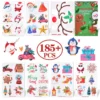 WAVEJOE 185+PCS Christmas Temporary Tattoos For Kids Stocking Stuffers, Watercolor Style Xmas Holiday Decals Goodie Gift Party Favors