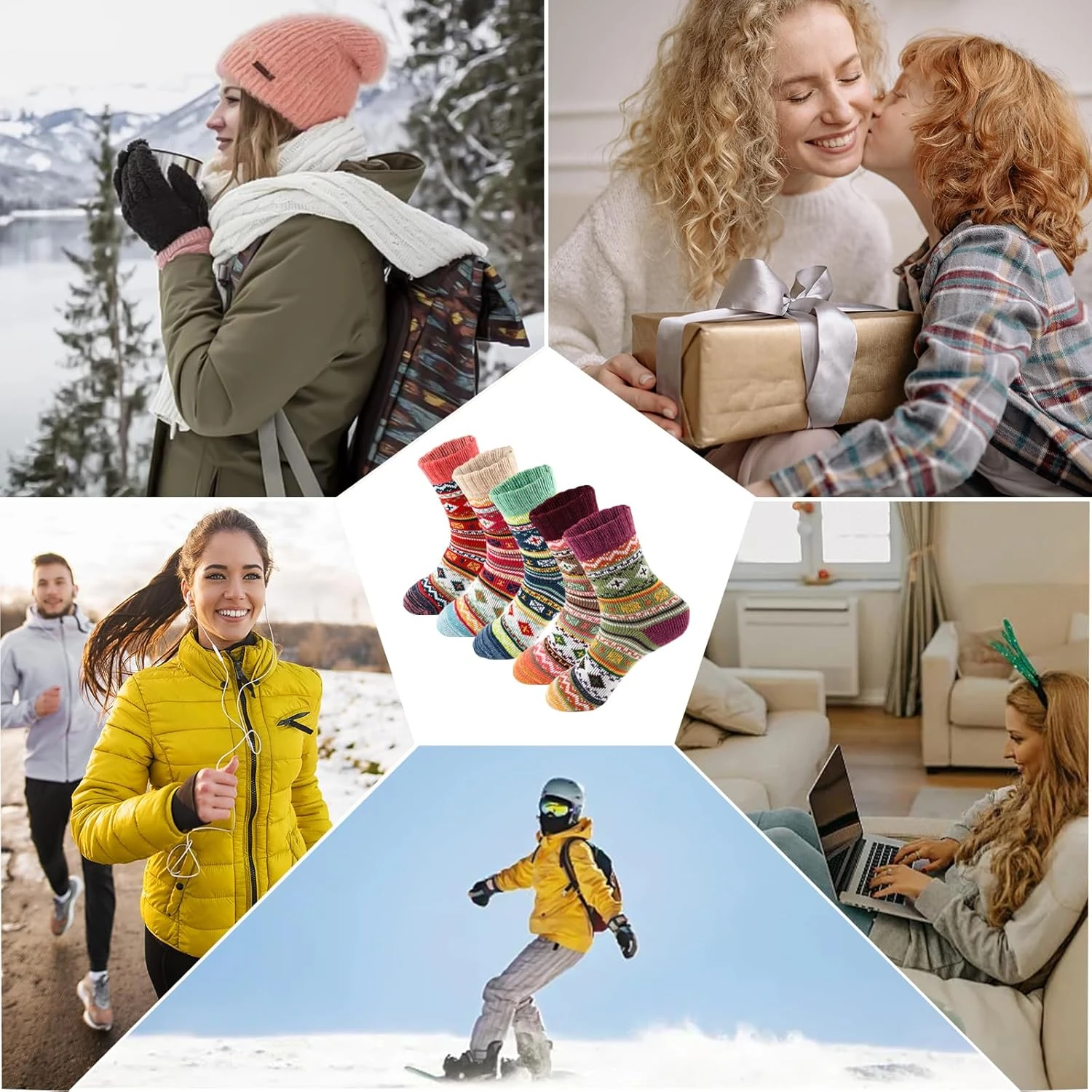 LKV Womens Winter Socks Gift Box Free Size Thick Wool Socks Soft Warm Casual Socks For Women Socks Christmas Socks 5 Pairs 9 LKV Womens Winter Socks Gift Box Free Size Thick Wool Socks Soft Warm Casual Socks For Women Socks Christmas Socks 5 Pairs - Image 7