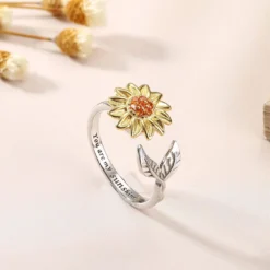 Jewenova Sterling Silver Sunflower Fidget Ring For Girls, You Are My Sunshine Stress Relieving Ring, Christmas Jewelry Gift For Women Teen Girls -Xmas Mart Sales 81TgpUN8Z0L. AC UL1500