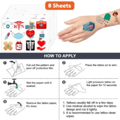 GENERIC Nurse Temporary Tattoo Birthday Themed Party Decorations Supplies Favors Cute Nursing Tattoos 8 Sheets 96 PCS Gifts For Kids Girls Boys Decor Class School Prizes Rewards Carnival Christmas -Xmas Mart Sales 81UdH Ai4zL. SL1500