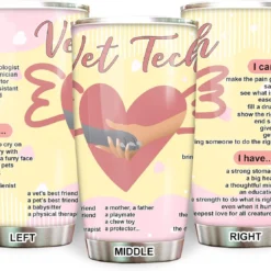 MEDROC Veterinary Technician Stainless Steel 20oz, Vet Tech Gift For Birthday Christmas, Vet Student Graduation Gift, Vet Tech Gift For Women Coworker Vet Staff, Vet Tech Tumbler Wrap