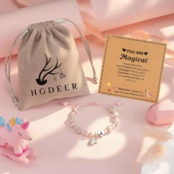 HGDEER Little Girls Unicorn Initial Bracelet For Daughter/Granddaughter/Niece | Pink Pearl And Rhinestone Balls Bracelet | Adjustable Length | Suitable For Christmas And Birthday Gifts -Xmas Mart Sales 81XjQsCrzCL. AC UL1500