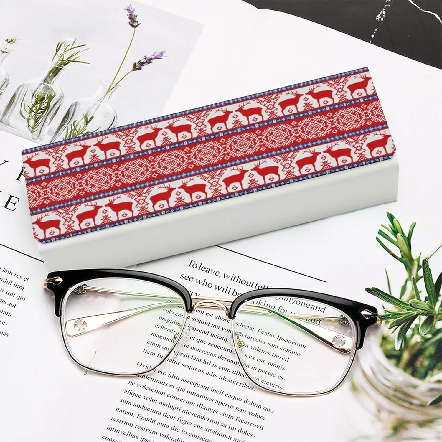 Christmas Folk Pattern With Deer Unisex Glasses Case Portable Fashion Protective Box Eye Glasses Holder Container 8 Christmas Folk Pattern With Deer Unisex Glasses Case Portable Fashion Protective Box Eye Glasses Holder Container - Image 6