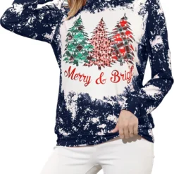 VVNTY Christmas Sweatshirts For Women Xmas Shirt Leopard Graphic Color Block Christmas Snowflake Print Long Sleeve Top -Xmas Mart Sales 81Z3qI8ybvL. AC UL1500