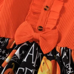 GENERIC Girls Christmas Sweater Size 7 Toddler Girls Halloween Long Sleeve Ribbed Dresses Kids Cartoon (Orange, 4-5 Years) -Xmas Mart Sales 81aBQngii8L. AC SL1500