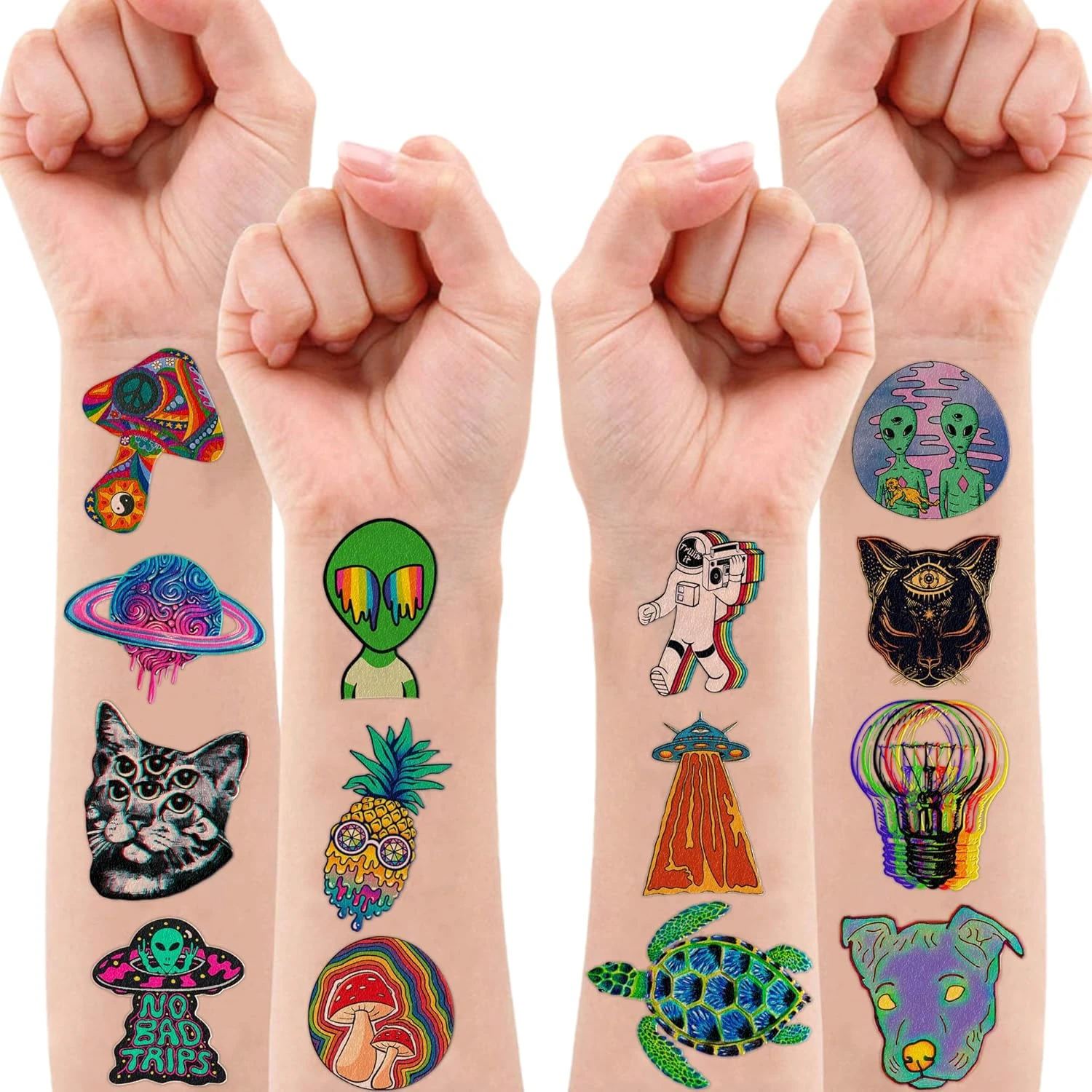 GENERIC Trippy Psychedelic Holographic Stickers Tattoos Temporary Tattoo Birthday Party Decorations Decor Supplies Favors 8 Sheets 96 PCS Gifts For Adults Kids Boys Girls Classroom Rewards Prizes Christmas 4 GENERIC Trippy Psychedelic Holographic Stickers Tattoos Temporary Tattoo Birthday Party Decorations Decor Supplies Favors 8 Sheets 96 PCS Gifts For Adults Kids Boys Girls Classroom Rewards Prizes Christmas - Image 2