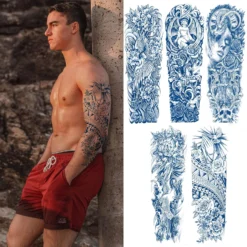 Aresvns Semi Permanent Sleeve Tattoos For Men And Women, Full Arm Realistic Fake Tattoos Waterproof & Long-Lasting 2-3 Weeks Christmas Gift