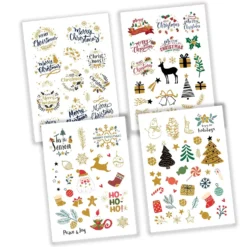 Everjoy Metallic Christmas Decorations Temporary Tattoos - 100+ Glitter Tattoo Designs, Merry Christmas Party Favors, Santa Claus, Snowflake, Mistletoe, Christmas Eve Gifts For Kids And Adults