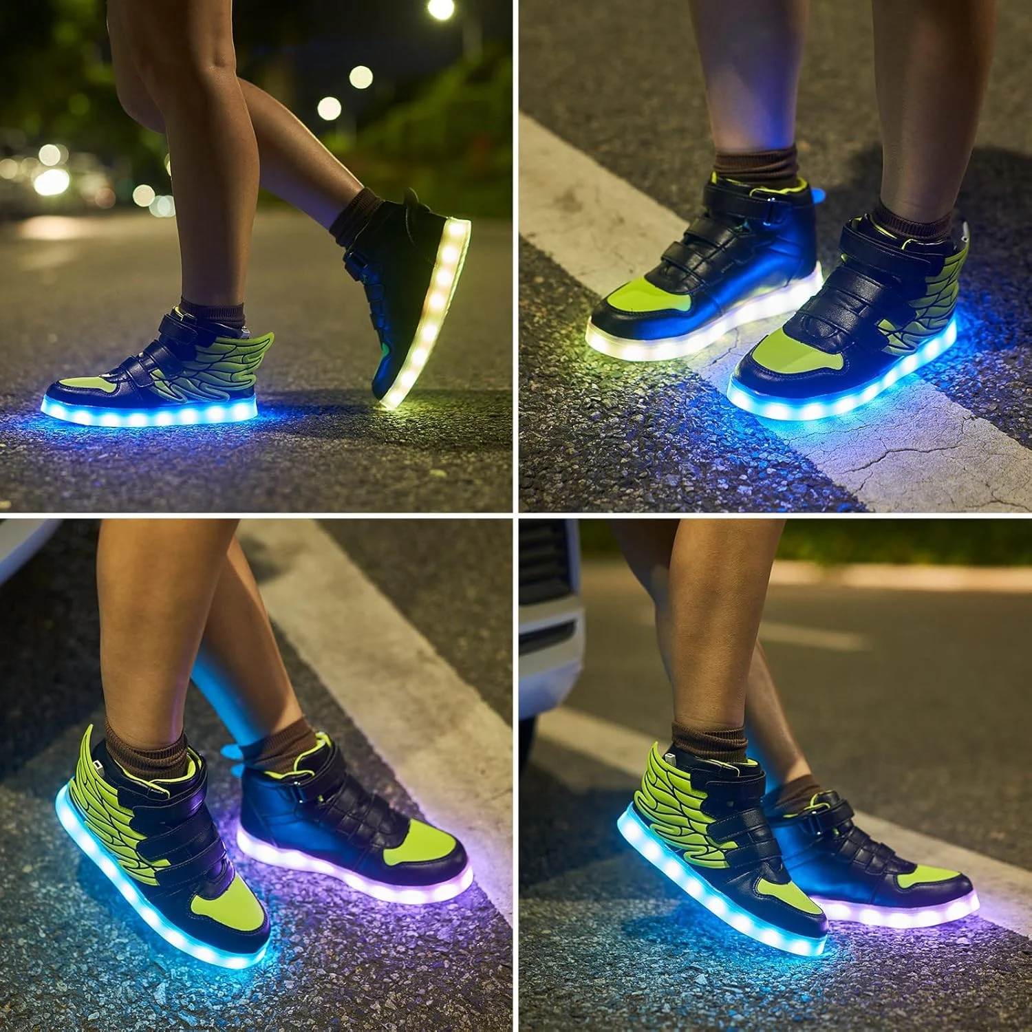 LED Light Up Shoes With Flying Wings For Boys Girls Kids Hip-Top Flashing Sneakers For Festivals, Party, Christmas, Halloween,Friend Gift With USB Charging 6 LED Light Up Shoes With Flying Wings For Boys Girls Kids Hip-Top Flashing Sneakers For Festivals, Party, Christmas, Halloween,Friend Gift With USB Charging - Image 4