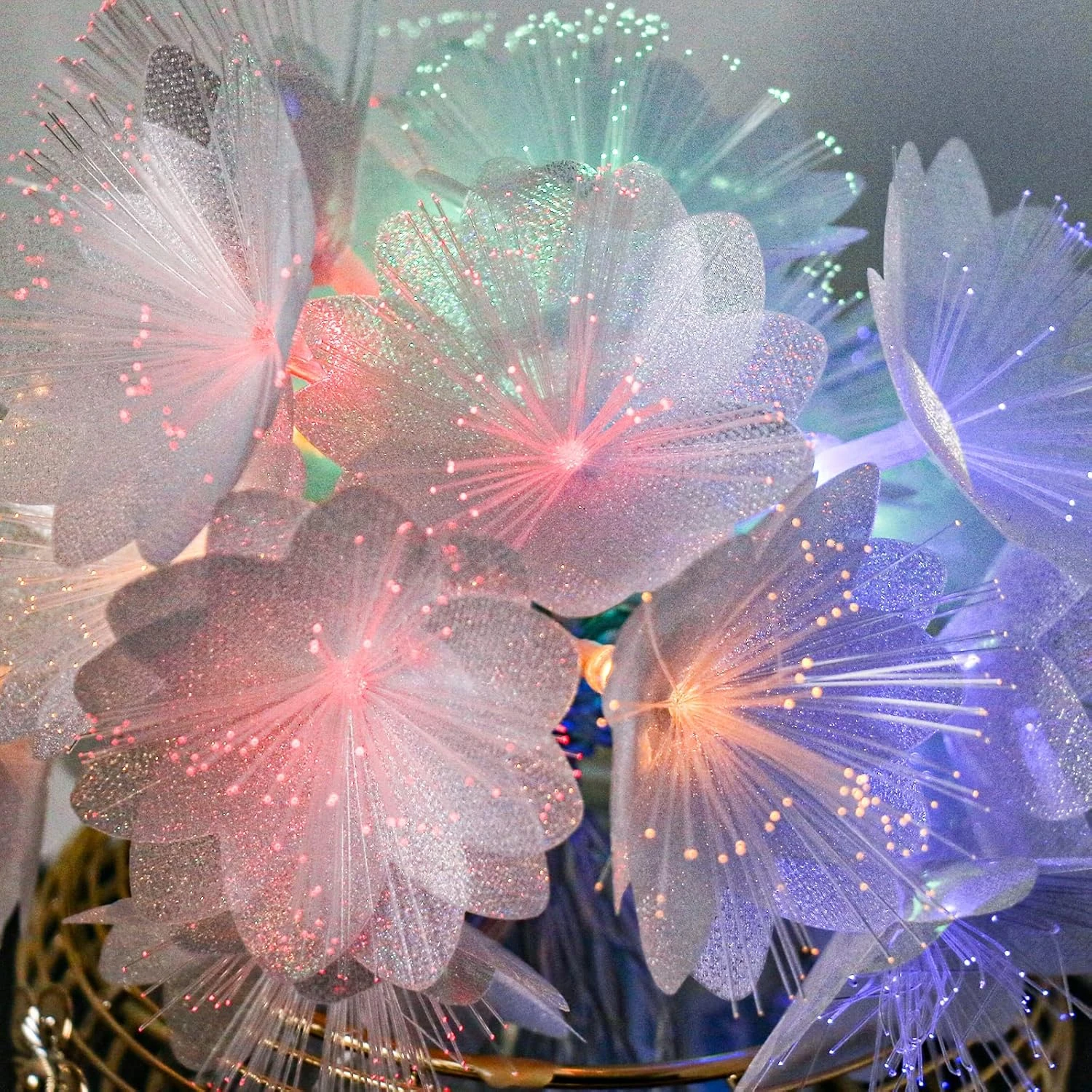 TIANSHENG Colorful Flower Fibre Optic Fairy Lights,20LED Starburst Firework String Lights,14 FT Waterproof Fairy Lights Battery Operated For Indoor Outdoor Wedding, Christmas,Garden,Party Decoration 4 TIANSHENG Colorful Flower Fibre Optic Fairy Lights,20LED Starburst Firework String Lights,14 FT Waterproof Fairy Lights Battery Operated For Indoor Outdoor Wedding, Christmas,Garden,Party Decoration - Image 2