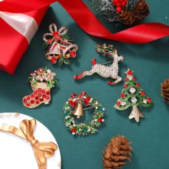 9 Pieces Christmas Brooch Pins For Women Rhinestone Enamel Christmas Tree Wreath Snowflake Reindeer Brooch Pins Set Holiday Xmas Gift -Xmas Mart Sales 81dLxaVpfkL. AC UL1500