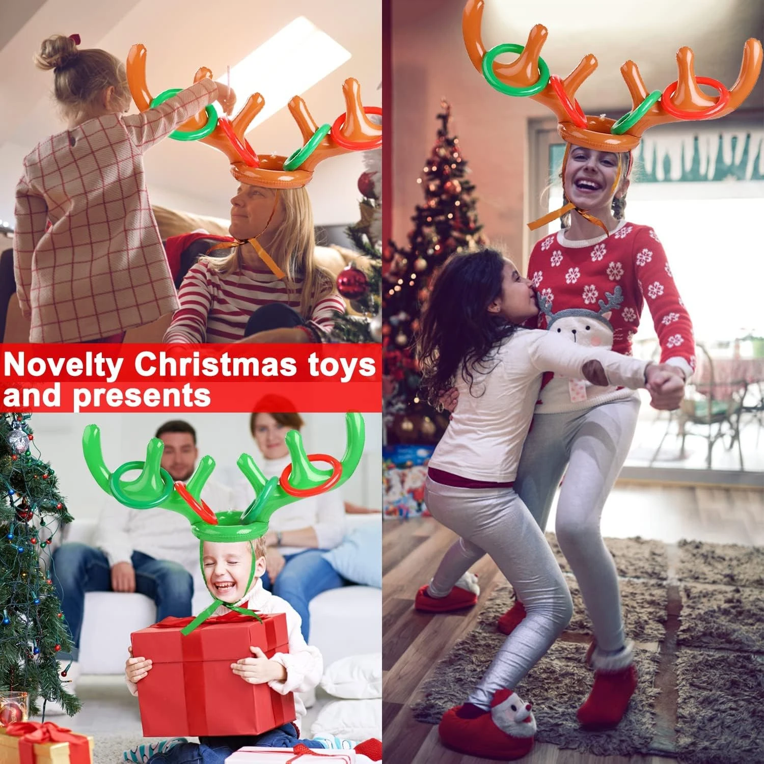 2 Set Christmas Inflatable Reindeer Antler Ring Toss Game Xmas Antler Heandband Toys Christmas Party Game Supplies For School Family Team Game Indoor Outdoor 5 2 Set Christmas Inflatable Reindeer Antler Ring Toss Game Xmas Antler Heandband Toys Christmas Party Game Supplies For School Family Team Game Indoor Outdoor - Image 3