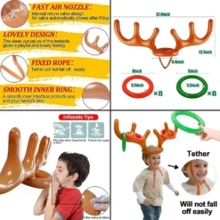 TOPLEE 20 Pieces Inflatable Reindeer Antlers Toss Game, Christmas Party Antler Hat Games For Kids Adults Family Indoor Outdoor Carnival Xmas Games(4 Antlers 16 Rings) -Xmas Mart Sales 81ddaxTHhWL. AC SL1500