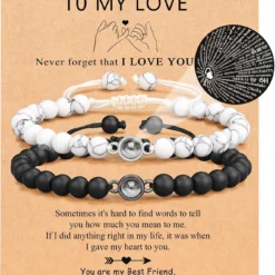 UNGENT THEM I Love You 100 Languages Bracelets Couples Gifts To My Men, Boyfriend, Girlfriend, Husband, My Love, Soulmate, Fiance - Anniversary Valentines Day Birthday Christmas Gift For Him And Her