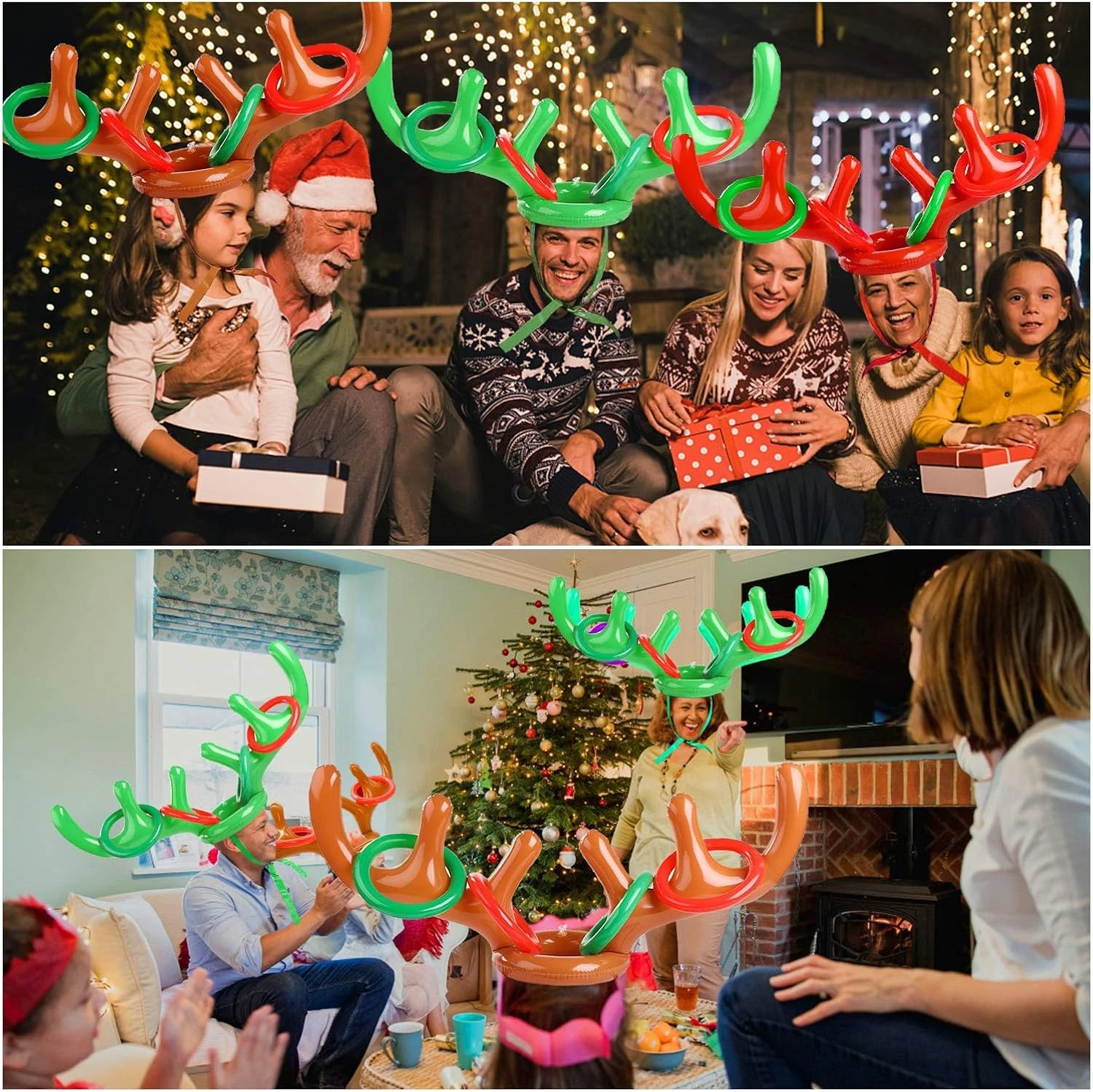 TURNMEON 3 Pack Inflatable Reindeer Antler Ring Toss Game For Christmas Holiday Thanksgiving Xmas Party Game Headband Inflatable Toys For Holiday Family School Photo Props Game(3 Antlers, 12 Rings) 8 TURNMEON 3 Pack Inflatable Reindeer Antler Ring Toss Game For Christmas Holiday Thanksgiving Xmas Party Game Headband Inflatable Toys For Holiday Family School Photo Props Game(3 Antlers, 12 Rings) - Image 6
