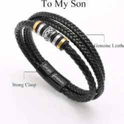 Leather Bracelet For Men Multi-Layer Braided Leather Bracelet With Clasp Black Inspirational Bangle Bracelet Wristband Christmas Birthday Valentine's Day Gifts For Boyfriend Husband Dad Brother Son Grandson -Xmas Mart Sales 81ex5y18nTL. AC UL1500