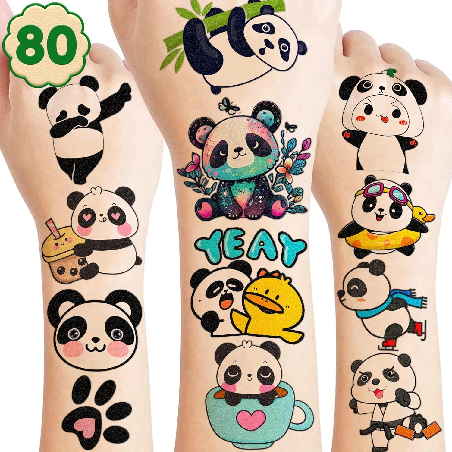 GENERIC Adorable Panda Temporary Tattoos: 8 Sheets, 80PCS, Perfect For Birthday Parties, Decorations, And Gifts For Kids - Cute Stickers For Girls And Boys, Classroom Prizes, Themed Christmas Fun 3 GENERIC Adorable Panda Temporary Tattoos: 8 Sheets, 80PCS, Perfect For Birthday Parties, Decorations, And Gifts For Kids - Cute Stickers For Girls And Boys, Classroom Prizes, Themed Christmas Fun