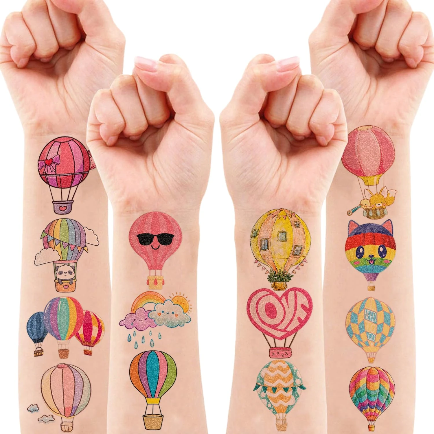 Hot Air Balloon Temporary Tattoos Stickers - 8 Sheets (92PCS) - Cute Designs For Kids - Birthday Party Decorations, Party Favors, Classroom Prizes, And Themed Christmas Gifts Ideals 4 Hot Air Balloon Temporary Tattoos Stickers - 8 Sheets (92PCS) - Cute Designs For Kids - Birthday Party Decorations, Party Favors, Classroom Prizes, And Themed Christmas Gifts Ideals - Image 2